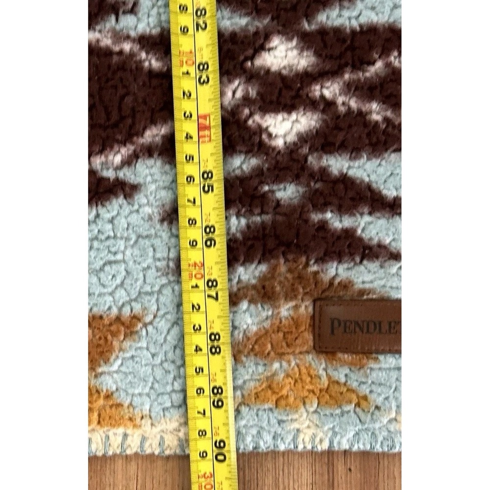 Pendleton Sherpa Fleece Blanket Aztec Legend Lake Aqua Blue Sky Southwest - Picture 13 of 13